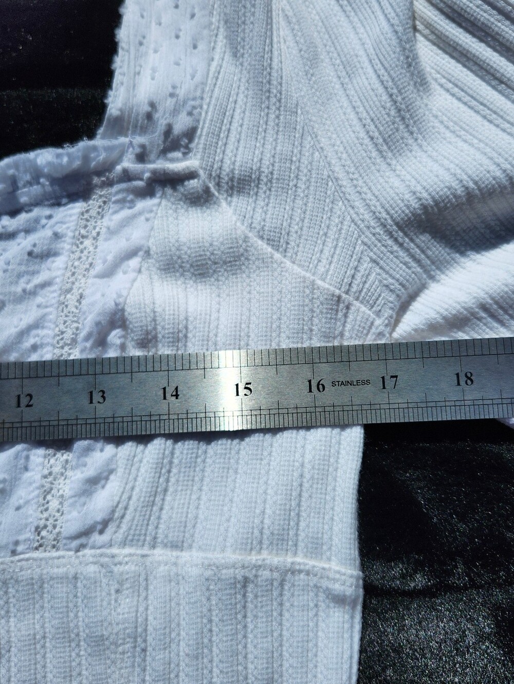 Free People Sugar Sugar White Ribbed Long Sleeve Top Size LARGE - Picture 4 of 10